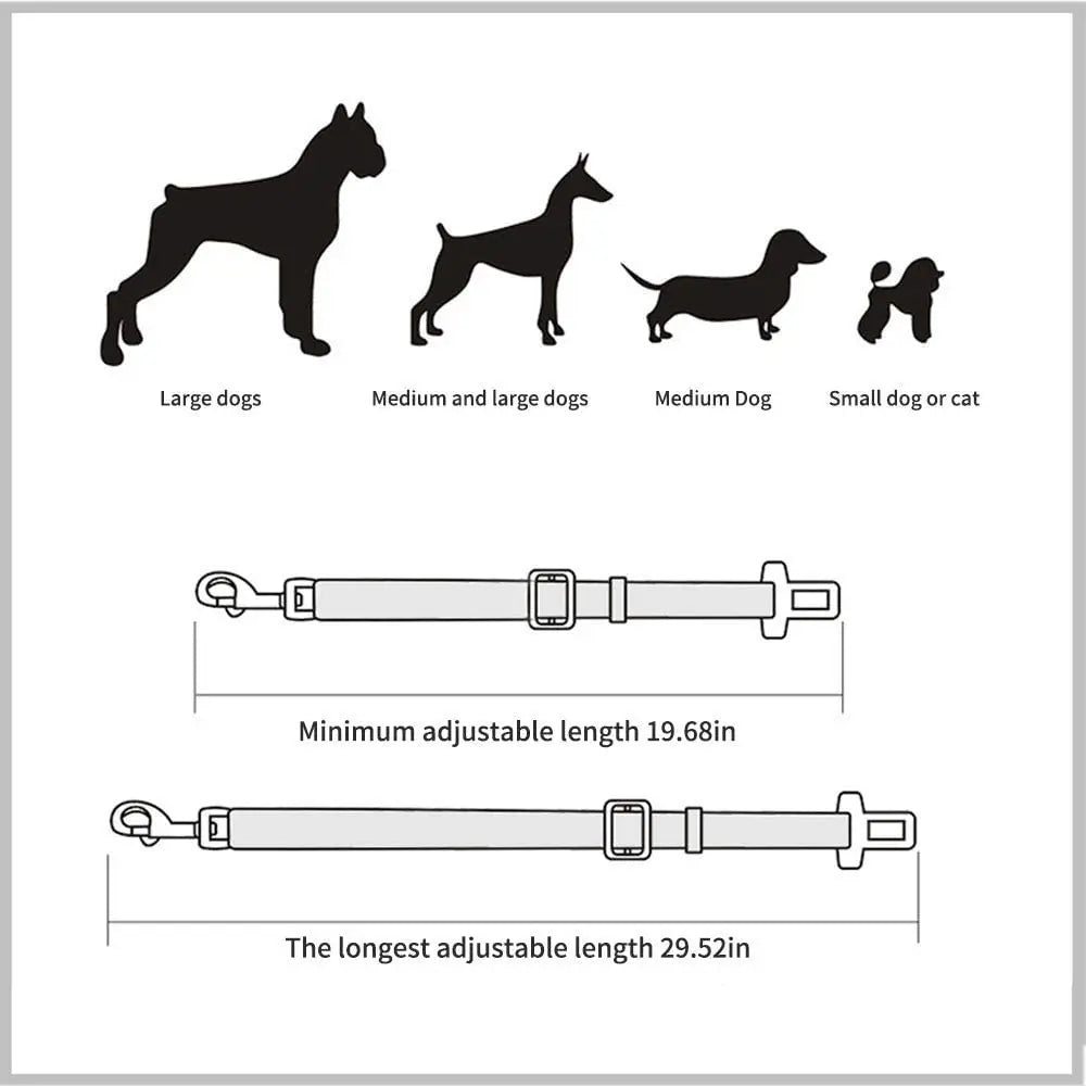 Adjustable Pet Car Seat Belt – Dog & Cat Safety Harness Clip for Vehicle Travel