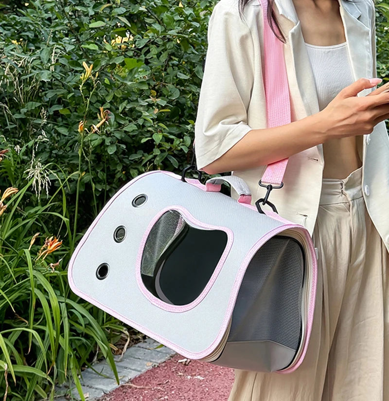 Foldable Pet Carrier Bag – Portable Travel Shoulder Bag for Cats & Small Dogs