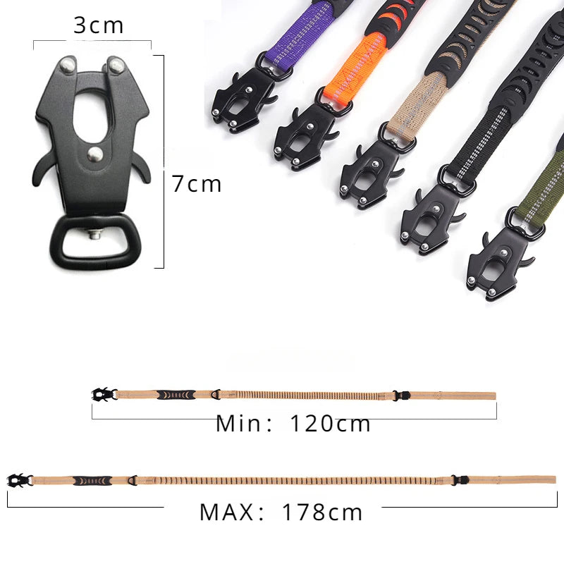 Heavy Duty Bungee Dog Leash – Reflective No-Pull Leash with Car Seatbelt Clip