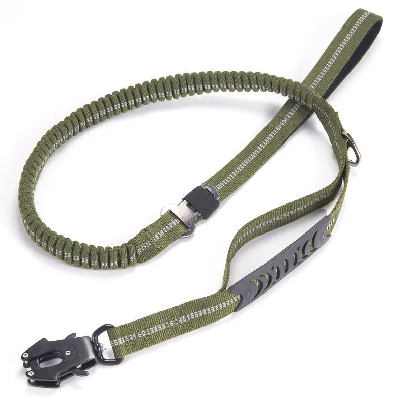 Heavy Duty Bungee Dog Leash – Reflective No-Pull Leash with Car Seatbelt Clip