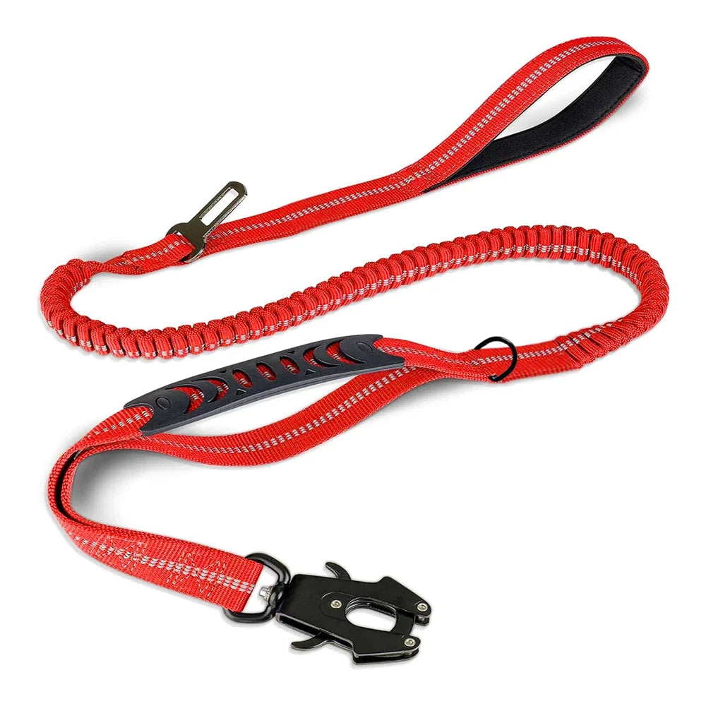 Heavy Duty Bungee Dog Leash – Reflective No-Pull Leash with Car Seatbelt Clip