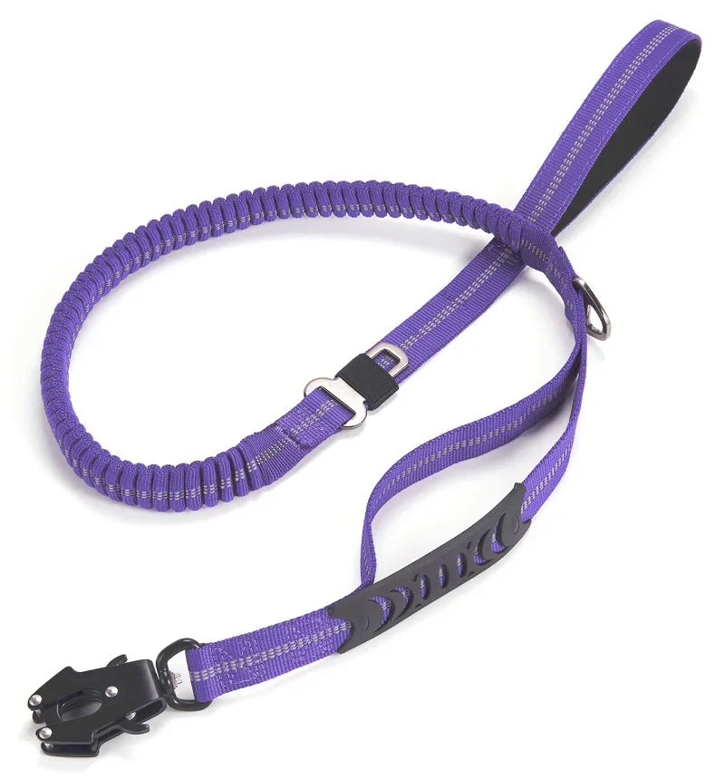 Heavy Duty Bungee Dog Leash – Reflective No-Pull Leash with Car Seatbelt Clip