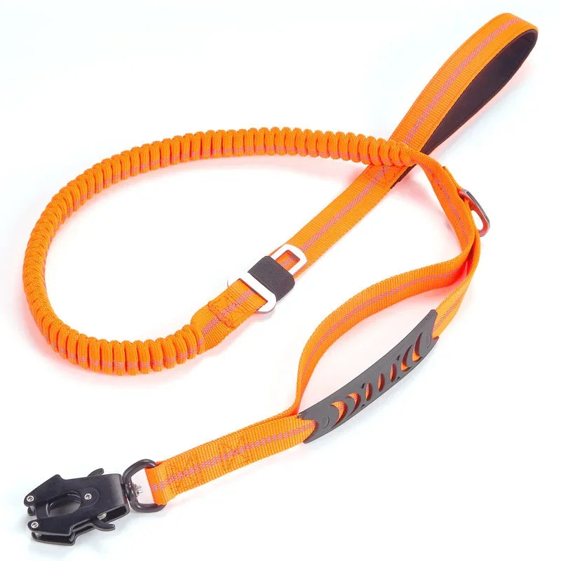 Heavy Duty Bungee Dog Leash – Reflective No-Pull Leash with Car Seatbelt Clip