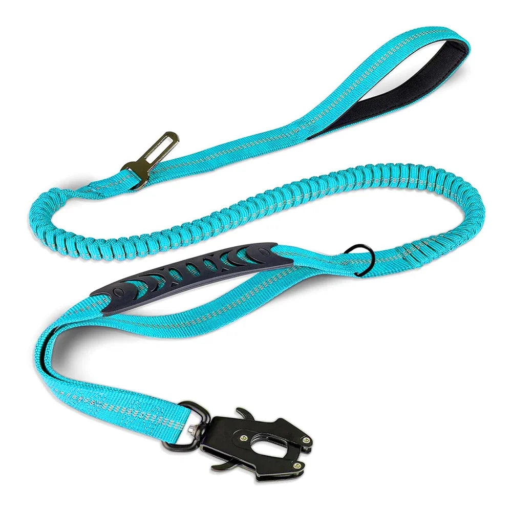 Heavy Duty Bungee Dog Leash – Reflective No-Pull Leash with Car Seatbelt Clip