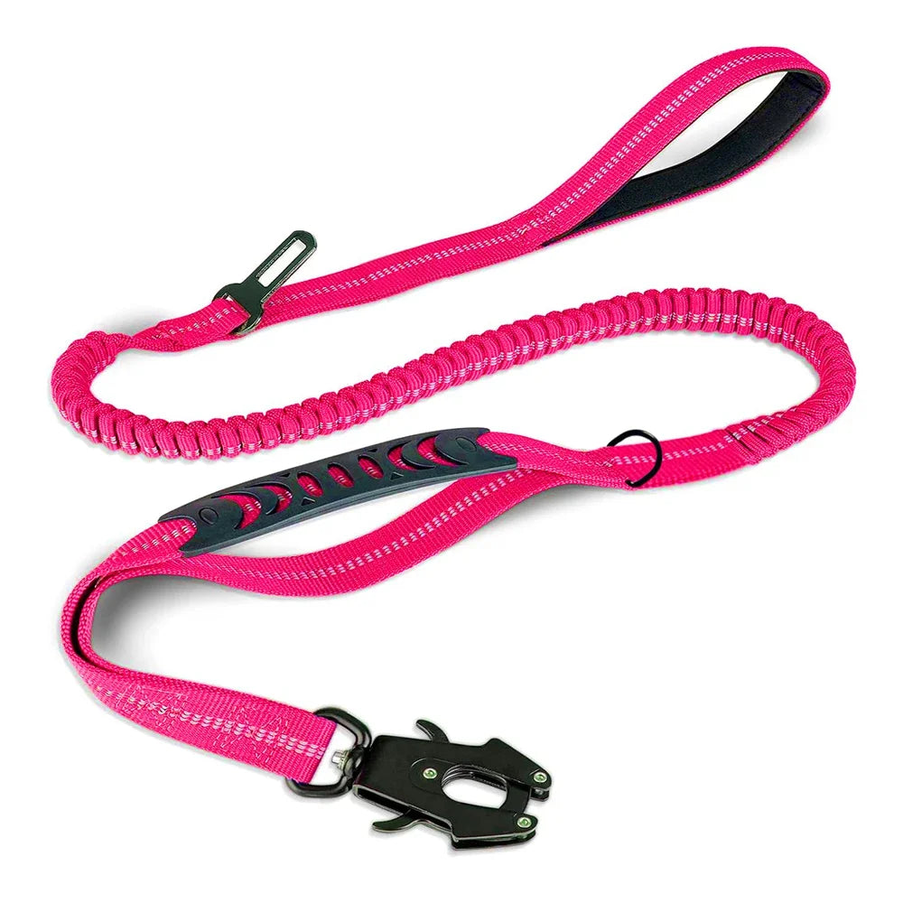 Heavy Duty Bungee Dog Leash – Reflective No-Pull Leash with Car Seatbelt Clip