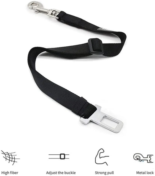 Adjustable Pet Car Seat Belt – Dog & Cat Safety Harness Clip for Vehicle Travel