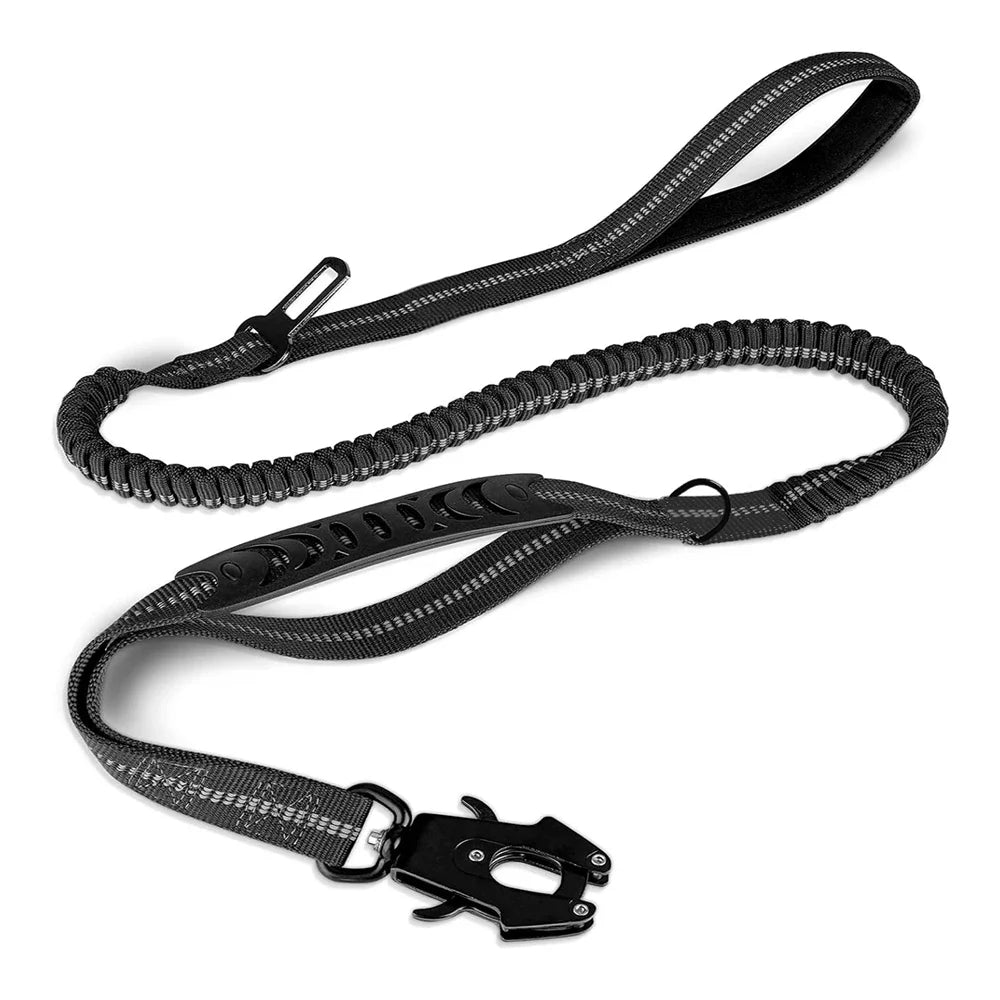 Heavy Duty Bungee Dog Leash – Reflective No-Pull Leash with Car Seatbelt Clip