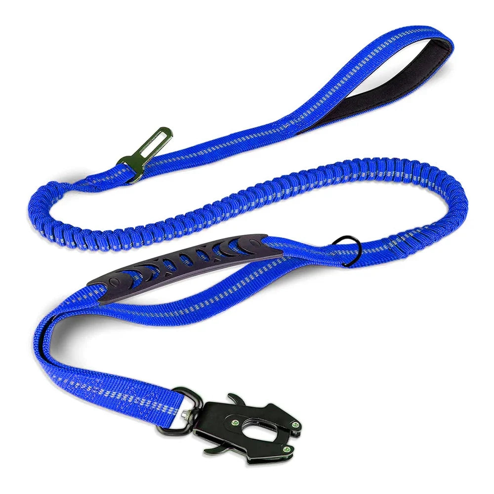 Heavy Duty Bungee Dog Leash – Reflective No-Pull Leash with Car Seatbelt Clip