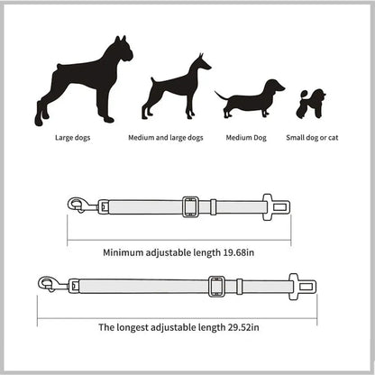 Adjustable Pet Car Seat Belt – Dog & Cat Safety Harness Clip for Vehicle Travel