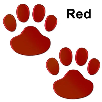 2Pcs 3D Paw Print Car Stickers – Dog & Cat Footprint Decals (Silver, Red, Black, Gold)