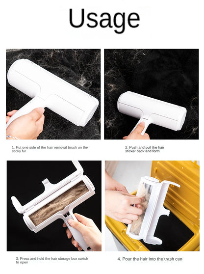 Pet Hair Roller Remover Lint Brush 2-Way Dog Cat Comb Tool Convenient Cleaning Dog Cat Fur Brush Base Home Furniture Sofa Clothe