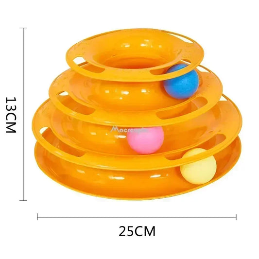 Cat Toy Tower with Spinning Balls – Interactive 3 - Level Track