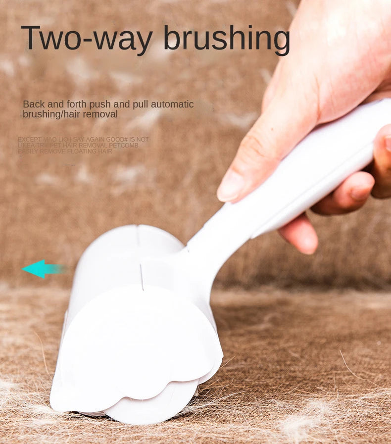 Pet Hair Roller Remover Lint Brush 2-Way Dog Cat Comb Tool Convenient Cleaning Dog Cat Fur Brush Base Home Furniture Sofa Clothe