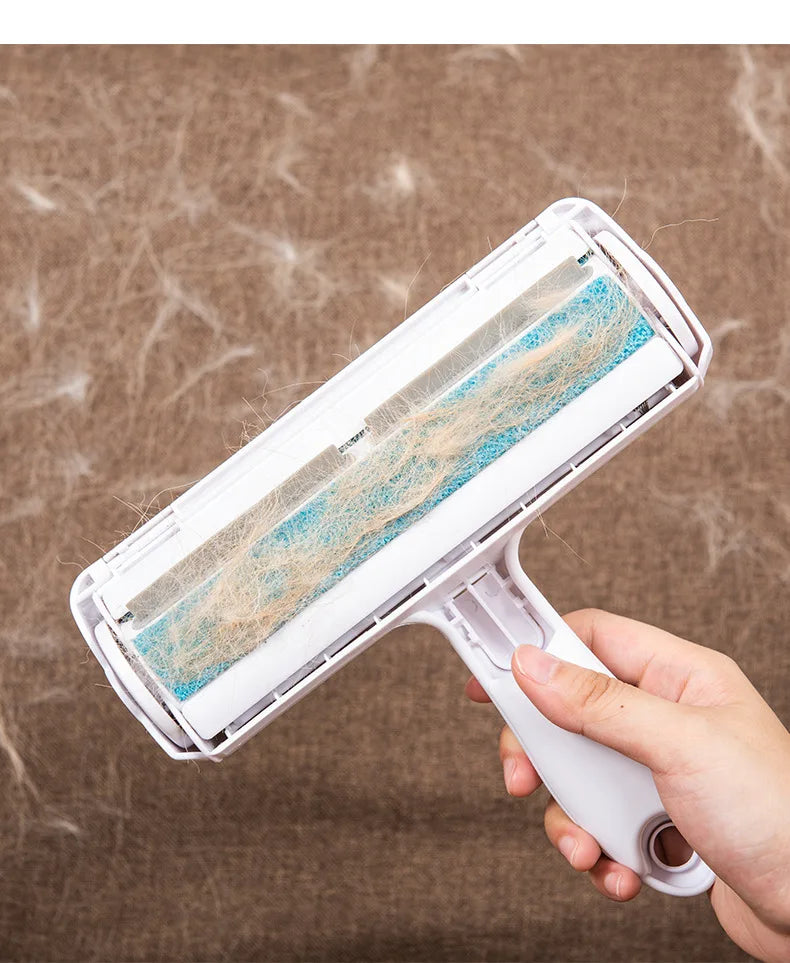Pet Hair Roller Remover Lint Brush 2-Way Dog Cat Comb Tool Convenient Cleaning Dog Cat Fur Brush Base Home Furniture Sofa Clothe