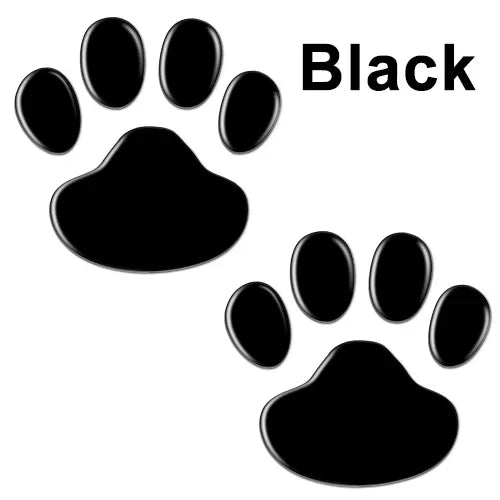 2Pcs 3D Paw Print Car Stickers – Dog & Cat Footprint Decals (Silver, Red, Black, Gold)