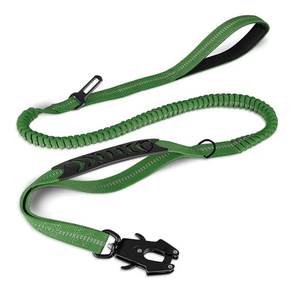 Heavy Duty Bungee Dog Leash – Reflective No-Pull Leash with Car Seatbelt Clip