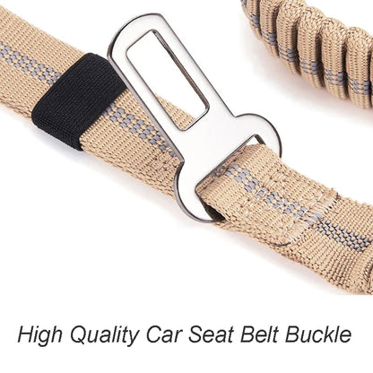 Heavy Duty Bungee Dog Leash – Reflective No-Pull Leash with Car Seatbelt Clip